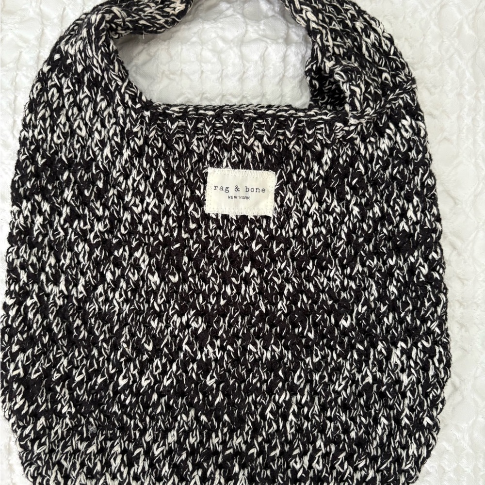 Rag & Bone Black and White Knit Shoulder Bag